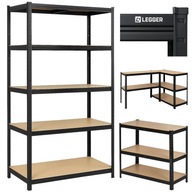 REGAŁ MAGAZYNOWY METALOWY DREWNIANY 180X60X40 850KG GARAŻ BEZ ŚRUB 5 PÓŁKI