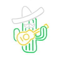 Neon Led Kaktus Z Gitarą - neon na ścianę znak neonowy, lampka kaktus