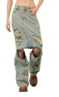 TW3 spódnica z nogawkami spodnie design oversize xs s m jeans destroyed