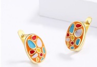 KOLCZYKI kwiaty nocy emalia jesienne pomarańczowe