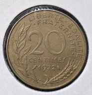 *FRANCJA [0112]*20 centymów CENTIMES 1972 Piąta Republika, Marianna Rośliny