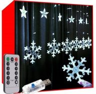 LAMPKI CHOINKOWE 138 LED KURTYNA GRLANDA ŚWIETLNA GWIAZDKI 2,5x1m