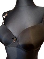 Gładki czarny biustonosz stanik push-up r. 75B
