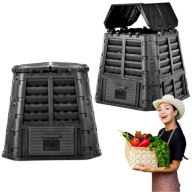 KOMPOSTOWNIK OGRODOWY DUŻY CZARNY 480L MROZOODPORNY POJEMNIK NA TRAWE