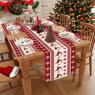 Zestaw bieżników i obrusów, czerwony świąteczny