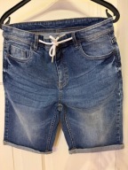 Spodnie krótkie jeansowe 44 męskie z nogawką wywijaną bawełna 100%