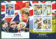 RODZINA KRÓLEWSKA - DIANA. REP. DJIBUTI. Mi. Bl+ark. A**2016r.