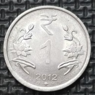 *INDIE [1927]*1 rupia 2012 *znak menniczy *Hajdarabad, kwiat Lotos