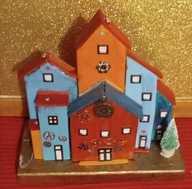 Domek kolorowy, ozdoba, święta, zegar, dekoracja, choinka