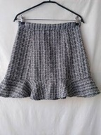 Spódnica w czarno białą kratkę, z falbaną - 38