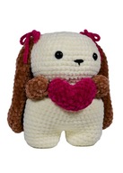 Maskotka Pluszowa Królik z Serduszkiem Handmade - Amigurumi na Szydełku