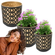 DONICZKA NA KWIATY DONICA AZTEK BALKONOWA PARAPET DUŻA CZARNA LAMELE ZŁOTY