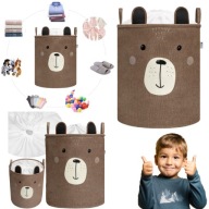 POJEMNIK NA ZABAWKI DUŻY KOSZ TKANINA BRĄZOWY ZAMYKANY ORGANIZER 40X40X50CM