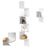 PÓŁKA NAROŻNA WISZĄCA REGAŁ WISZĄCY 5 POZIOMÓW PÓŁKI ZYGZAK BIAŁY