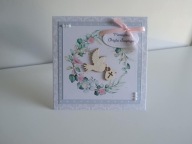 Kartka na Chrzest ręcznie robiona handmade gołąbek