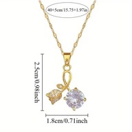 NASZYJNIK 18 k pozłacany stal nierdzewna sześciokątna cyrkonia RÓŻA MODNY