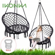 HUŚTAWKA OGRODOWA BOCIANIE GNIAZDO FOTEL WISZĄCA OPARCIEM 80CM 150KG TARAS