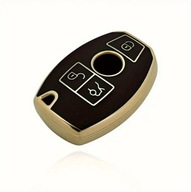 Czarno-złote etui na kluczyk Mercedes – solidna ochrona 3 przyciski
