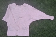 Quiz sweter damski serca cyrkonie beż cotton + modal S/36 , BDB