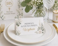 Winietki składane na stoły na komunię świętą personalizowane 10 szt