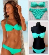 Bikini venice beach 36B 75B bandeau strój kostium kąpielowy zielony miętowy