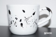 Filiżanka espresso 80ml porcelana ręcznie malowana czarny abstrakcyjny wzór