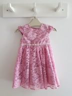 GEORGE fioletowa sukienka ażurkowa koronkowa 74 cm