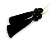 CZARNE KOLCZYKI SUTASZ z chwostem 100% hand made