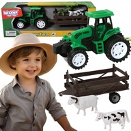 Zestaw Farma Traktor Ciągnik z Przyczepą i Zwierzętami WOOPIE