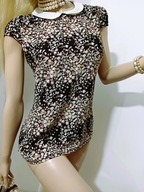 n_e_w l_o_o_k szyfonowa lejąca bluzka kwiatki biały kołnierzyk luźna M