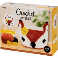 ZESTAW DO SZYDEŁKOWANIA KOSZYK LISEK Akcesoria Pojemnik z Włóczki DIY