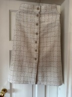 Spódnica beżowa XS przetykana złotą nitką rozpinana boucle