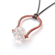 Odpromiennik z miedzi z lodowym kryształem górskim - kulką. Antystresowy.