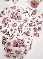 Helen - Body z długim rękawem dla dziewczynki, motyw sarenki / kwiatki - 74