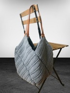 MAMAJASTUDIO Duża torba ,szara torebka damska,siatka pleciona..