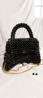 "Black Glow"-Damska Czarna Torebka Handmade z Koralików elegancja i styl