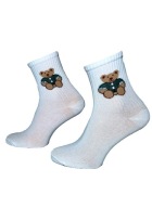 Skarpety skarpetki damskie miś misie białe 38-42 bawełna krótkie