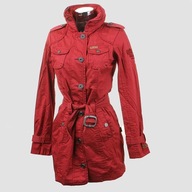 KHUJO BOSTON PŁASZCZ DAMSKI PRZEJŚCIOWY MARKOWY CZERWONY LOGOWANY BAWEŁNA L