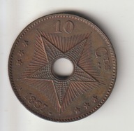 Kongo 10 centimes1887 braz piekny stan