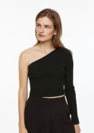 H & M top na jedno ramię asymetryczny paski prążki prążkowany longsleeve M