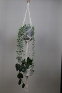 Kwietnik podwójny, sznurkowy, makramowy, rękodzieło, ecru