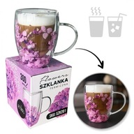 Szklanka termiczna z kwiatami w środku, gipsówka hortensje róż 300 ml 1szt