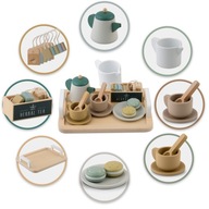 DREWNIANY ZESTAW EDUKACYJNY DO HERBATY KAWY NUKIDO DLA DZIECI NA PREZENT