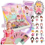 UKŁADANKA MAGNETYCZNA PUZZLE MONTESSORI LALKI 51 EL. KSIĄŻKA EDUKACYJNA 3 +