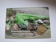 2 zł. zwierzęta świata jaszczurka zielona blister