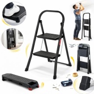 DRABINA DRABINKA DOMOWA 2STOPNIOWA TABORET LEKKA SKŁADANA SZEROKIE SCHODKI