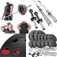 ZESTAW KULTYRYSTYCZNY GRYF SZTANGA PROSTA ŁAMANA OBCIĄŻENIE 45 KG FITNESS
