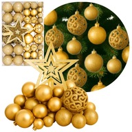 BOMBKI CHOINKOWE NIETŁUKĄCE OZDOBY ŚWIĄTECZNE złote 100 SZT ZESTAW XXL