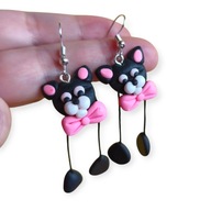 KOLCZYKI Z MODELINY Słodkie Kotki z Kokardką