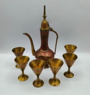 vintage KARAFKA z Indii + 6 kieliszków CUDNA